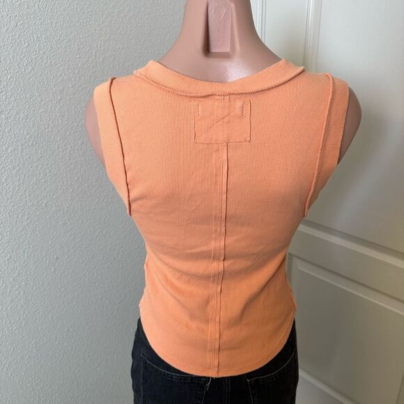 We The Free Apricot Ribbed Tank Top Sz M - Picture 3 of 4